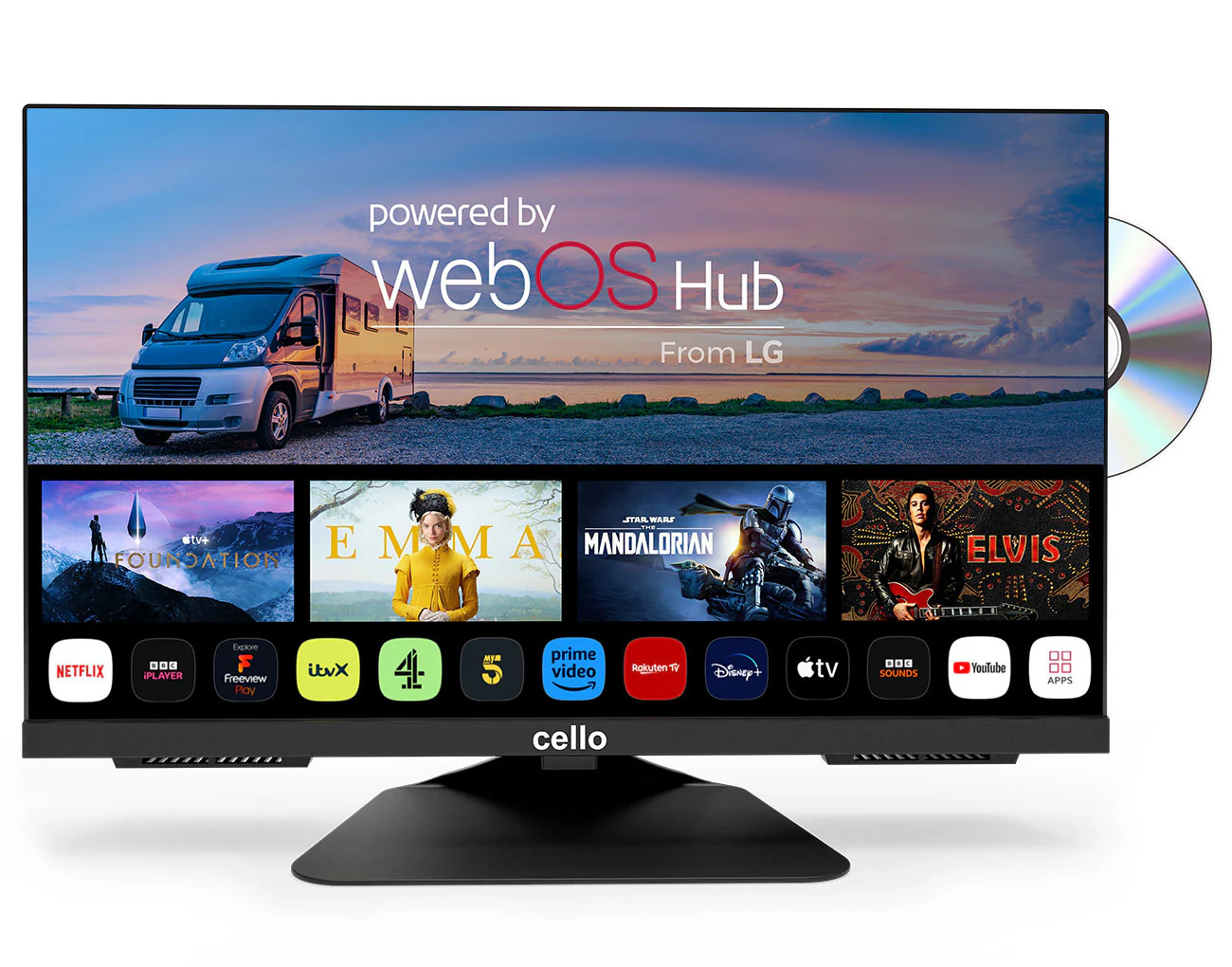 22″ Smart WebOS 12-Volt TV with DVD & Perfect Pitch Sound (FR)