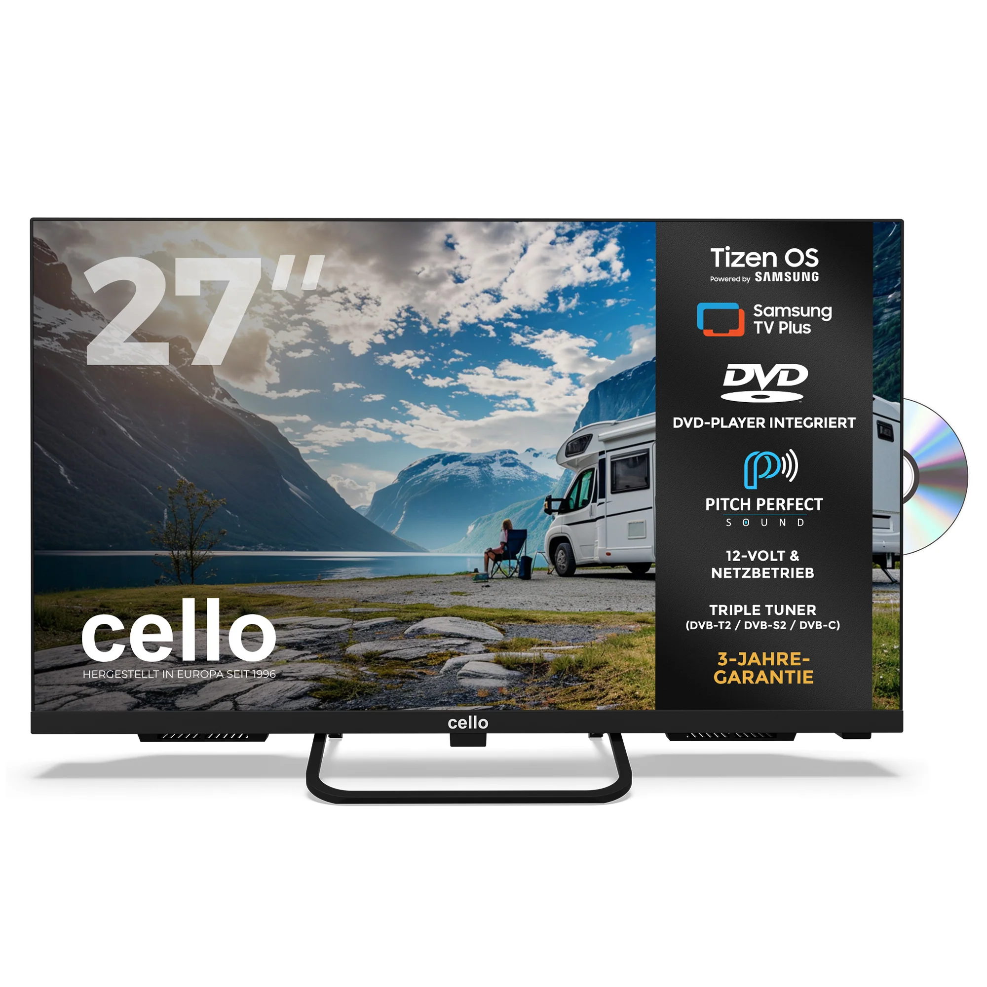 27 inch Smart Samsung Plus 12-Volt Traveller TV with DVD Player (DE)