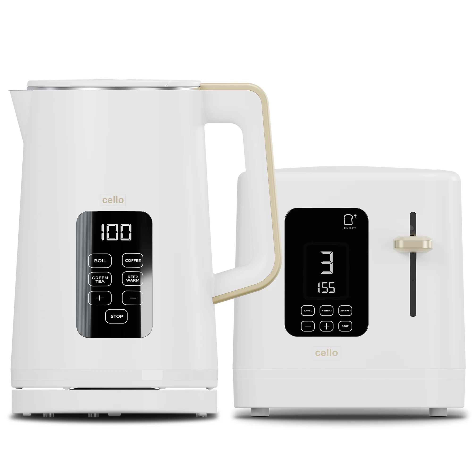 Breakfast Bundle - Digital Kettle + 2 Slice Toaster